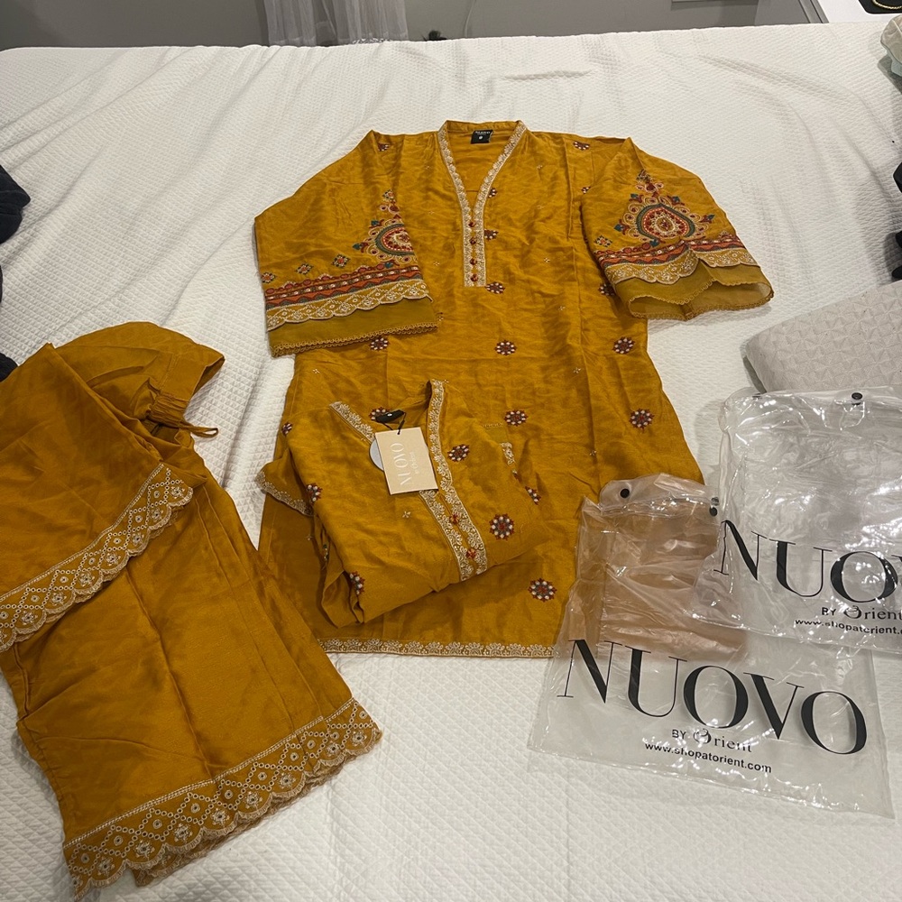 Mustard Embroidered Kurta - Picture 8 of 10